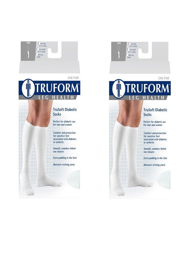 Truform 1913, Diabetic Compression Socks, 8-15 mmHg, Knee High, Cushion Foot, White, Large (Pack of 2) - Image 2