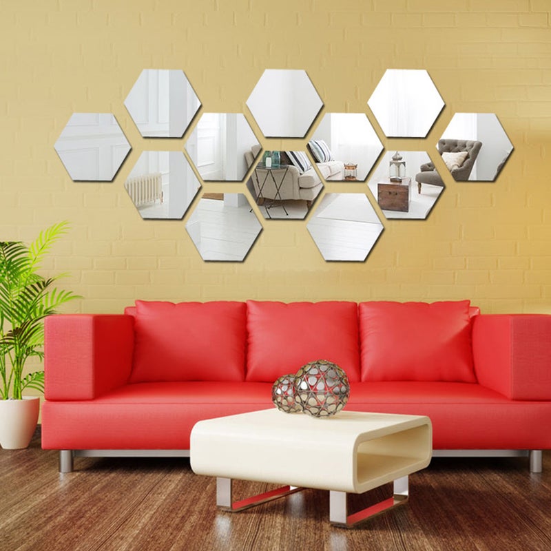 24pcs Hexagon Stickers DIY Hexagonal Wall Sticker Hexagon Mirror Decal - Image 2