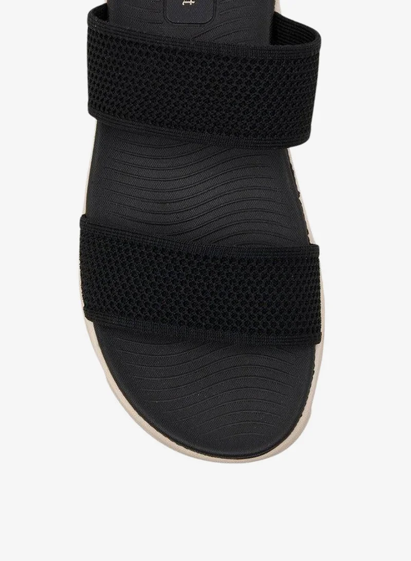Le Confort BLACK Textured Slip-On Comfort Sandals with Platform Heels for Women | Best Price UAE