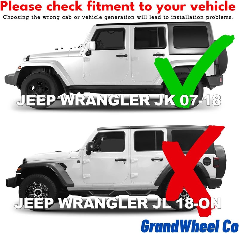 GrandWheel Co Smoke Tinted Tape-On Side Window Vent Visor Deflectors for Jeep Wrangler 2007-2018 JK - 4pcs - Image 2