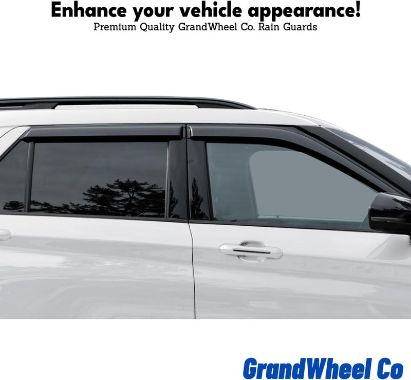 GrandWheel Co Smoke Tinted Tape-On Side Window Vent Visor Deflectors for Jeep Wrangler 2007-2018 JK - 4pcs - Image 4