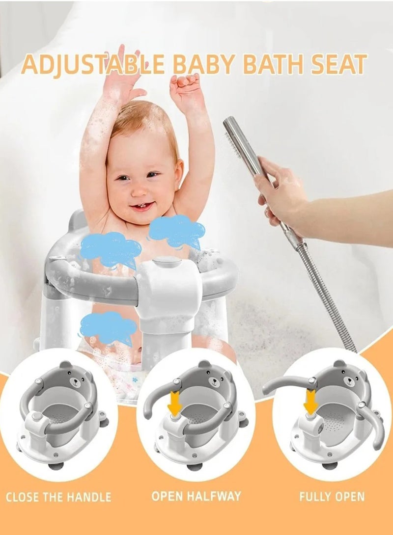 EzzySo كرسي استحمام للأطفال قابل للتعديل 2 في 1 مع أكواب شفط، كرسي حوض استحمام مريح للمواليد والأطفال الصغار، مقعد استحمام آمن ومضاد للانزلاق للأطفال في الحوض أو على الأرض للعب. - Image 4