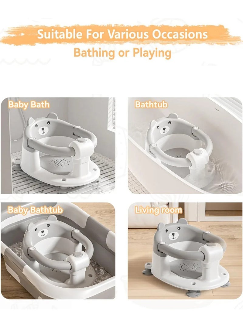 EzzySo كرسي استحمام للأطفال قابل للتعديل 2 في 1 مع أكواب شفط، كرسي حوض استحمام مريح للمواليد والأطفال الصغار، مقعد استحمام آمن ومضاد للانزلاق للأطفال في الحوض أو على الأرض للعب. - Image 2