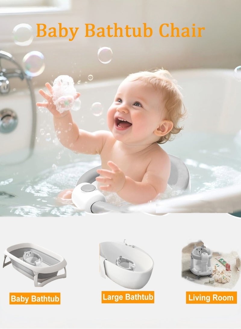 EzzySo كرسي استحمام للأطفال قابل للتعديل 2 في 1 مع أكواب شفط، كرسي حوض استحمام مريح للمواليد والأطفال الصغار، مقعد استحمام آمن ومضاد للانزلاق للأطفال في الحوض أو على الأرض للعب. - Image 1
