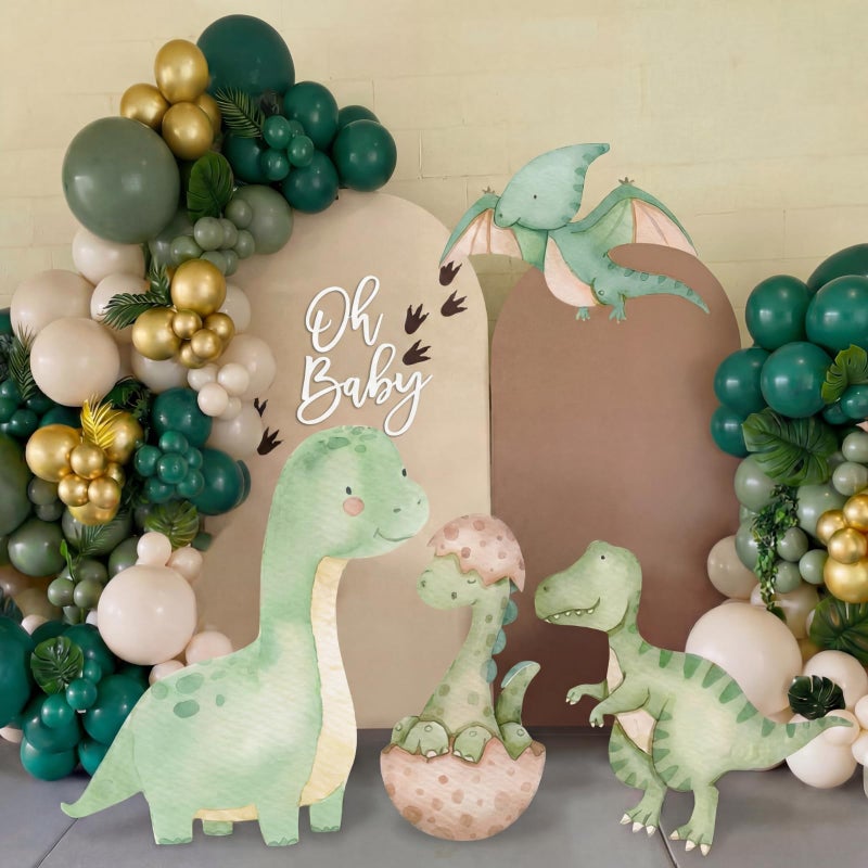 BrightRow 4 Pcs Large Hatching Soon Baby Shower Decoration Dinosaur Baby Shower Decorations Dino Birthday Party Decor Cartoon Dinosaur Cutouts Cardboard Standup Centerpiece Photo Booth Props - Image 1