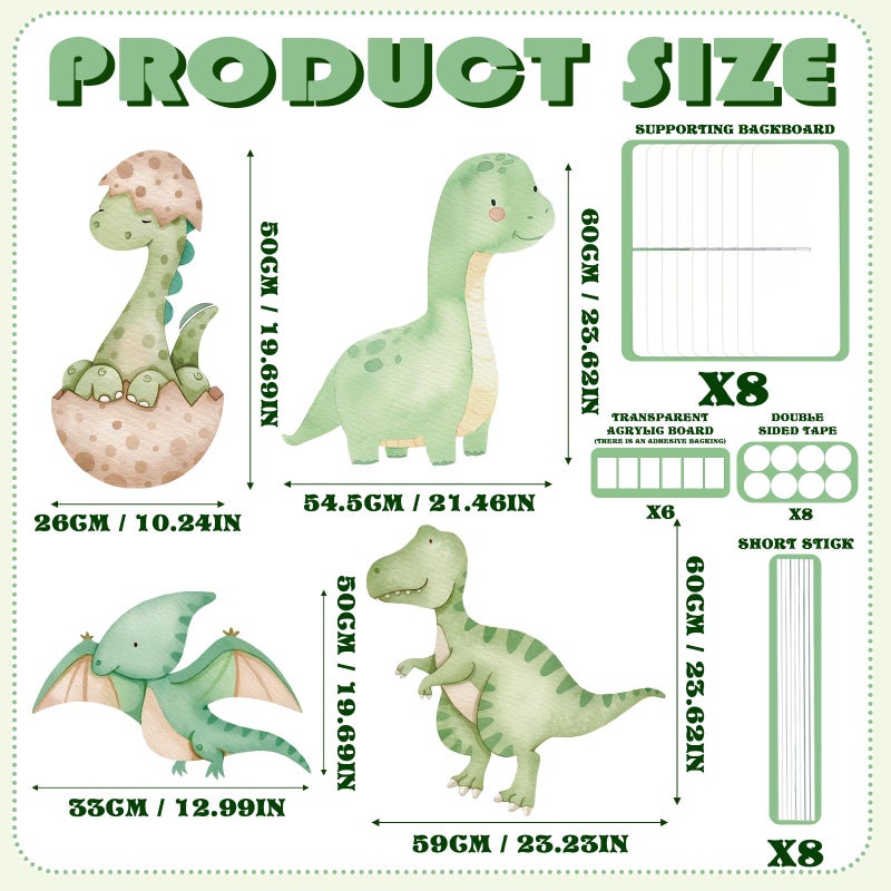 BrightRow 4 Pcs Large Hatching Soon Baby Shower Decoration Dinosaur Baby Shower Decorations Dino Birthday Party Decor Cartoon Dinosaur Cutouts Cardboard Standup Centerpiece Photo Booth Props - Image 3