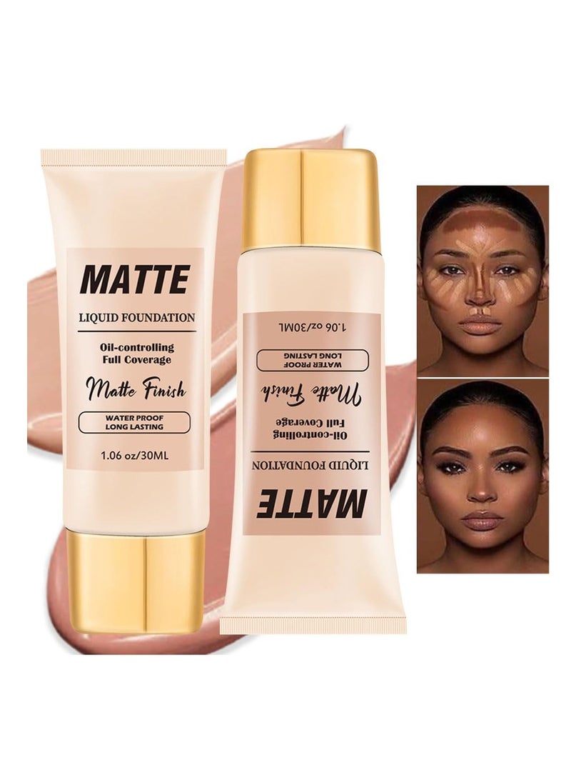Excefore Concealer Foundation, Face Matte Concealer Liquid Foundation Makeup Set, Makeup for Ageing Skin to Smooth and Hide Pores,Waterproof Corrects Tattoo Concealer Foundation - Image 1