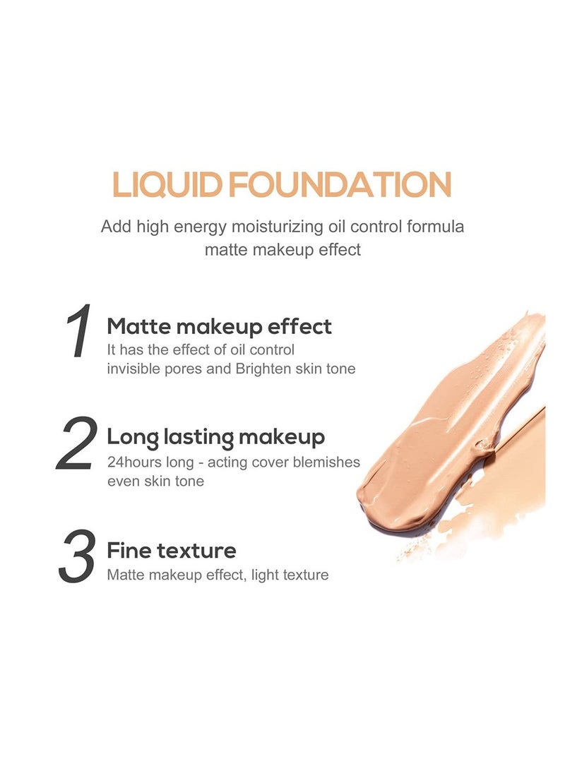 Excefore Concealer Foundation, Face Matte Concealer Liquid Foundation Makeup Set, Makeup for Ageing Skin to Smooth and Hide Pores,Waterproof Corrects Tattoo Concealer Foundation - Image 5