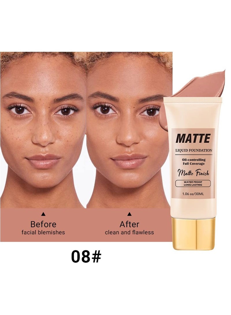 Excefore Concealer Foundation, Face Matte Concealer Liquid Foundation Makeup Set, Makeup for Ageing Skin to Smooth and Hide Pores,Waterproof Corrects Tattoo Concealer Foundation - Image 3