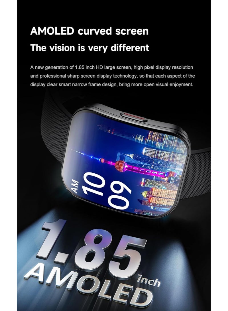 VALDUS VS61 PRO Smartwatch |1.85” AMOLED Screen | IP68 Waterproof | Bluetooth call | Health Monitor: Heart Rate, Blood Oxygen, Sleep, HRV | Multiple Sport Modes (Black) - Image 3