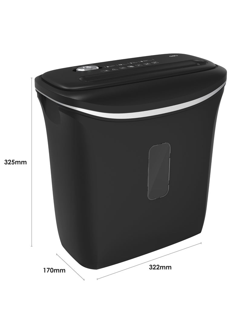 Deli - Deli E9945 Paper Shredder, 6-Sheet Capacity, 2-Min Continuous Run Time, 12L Bin, 4×30mm Cross-Cut, Noise ≤80dB, Shreds Paper Clips & Staples, Black - Image 1