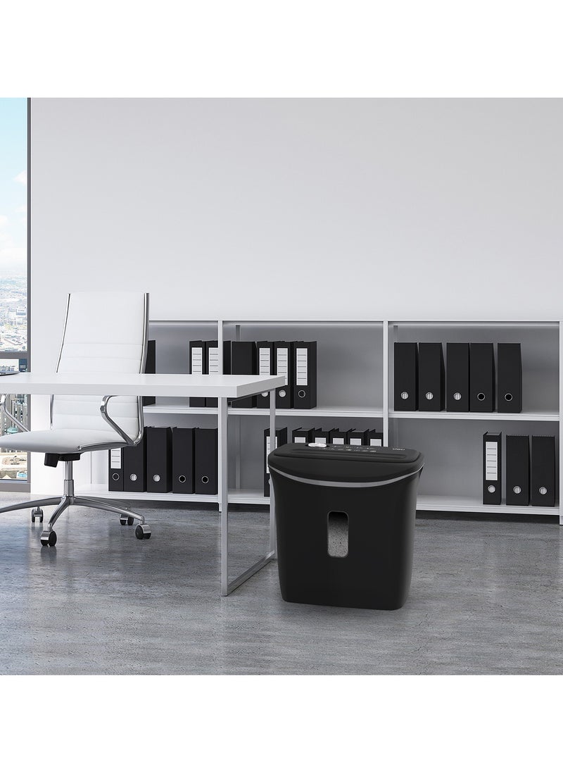 Deli - Deli E9945 Paper Shredder, 6-Sheet Capacity, 2-Min Continuous Run Time, 12L Bin, 4×30mm Cross-Cut, Noise ≤80dB, Shreds Paper Clips & Staples, Black - Image 1