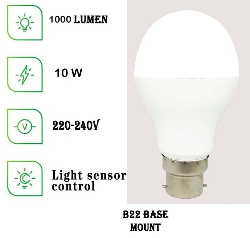 RENMAX 9-Watt B22 LED Bulb Round Shaped Sensor Operated Light Day/Night Automatic On-Off Cool White Light (Pack of 2) - Image 3