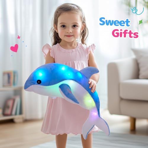 Glow Guards Light up Musical Stuffed Dolphin Ocean Life Soft Plush Toy with LED Night Lights Nursery Songs Glow Singing Sea Animals Birthday for Toddler Kids 18 - Image 5