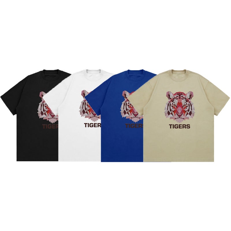 Fashion Brand Heavy Non-Transparent 260G American Small Neckline Tiger Head Printed Niche Advanced Loose Casual Short Sleeve T-Shirt - Image 2