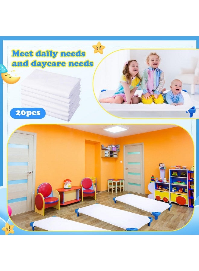 Macarrie 20 Pack Toddlers Cot Sheets for Daycare Preschool Standard Size 23.62 x 51.15 Inch Soft Breathable Nap Sheet Polyester Cotton White Cot Sheets for Boys Girls Naptime Sleeping for Cots Mat - Image 2
