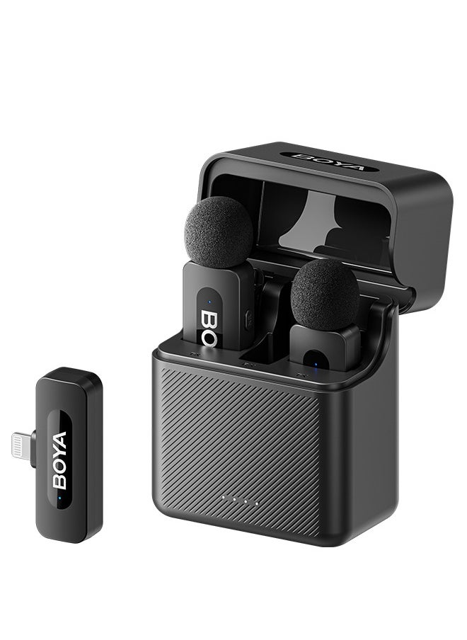 BOYA BOYA BY-V3 wireless microphone with charging case, noise cancelling lavalier microphone, mini microphone with 100M transmission, used for recording TikTok, YouTube content, creators, live broadcasts, interviews, recordings, iPhone, Android, smartphone, DSLR camera, laptop  - Image 1
