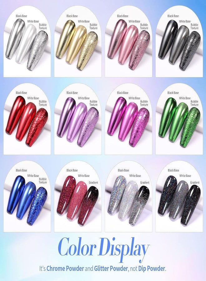 NAILWIND Mirror Chrome Nail Powder Set 12 Colors Metallic Mirror Effect Nail Powder Holographic Aurora Chameleon Pigment for Nail Art Gel Polish Mermaid Powder Decoration Sets - Image 2