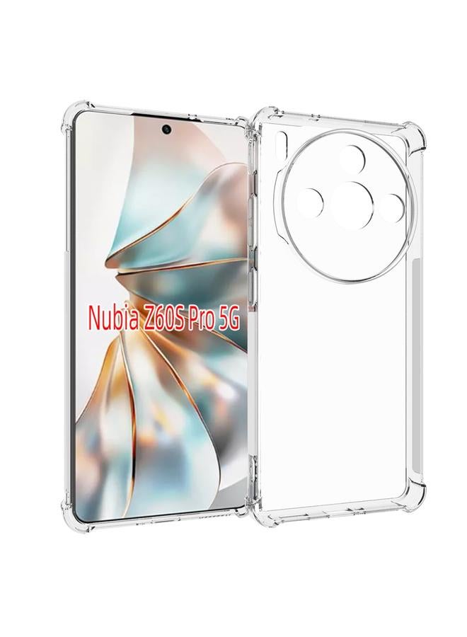 جراب هاتف من مادة TPU سميكة مقاومة للصدمات وغير قابلة للانزلاق لهاتف ZTE nubia Z60S Pro (شفاف)