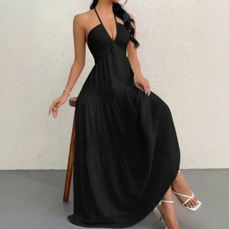 Women's Summer A-Line Deep V-Neck Sleeveless Slip Dress - Image 3