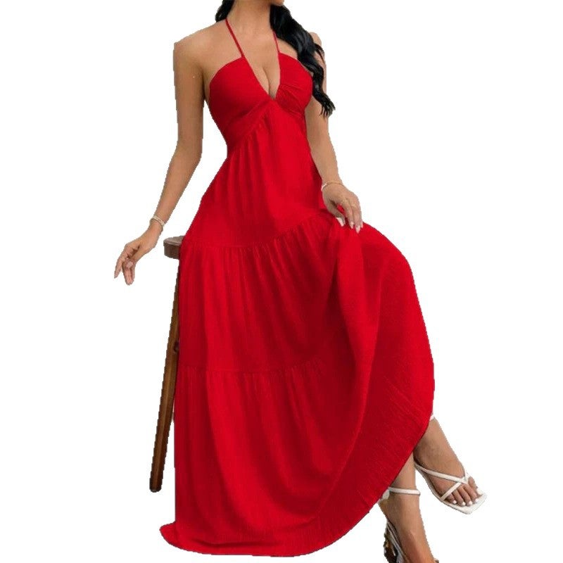 Women's Summer A-Line Deep V-Neck Sleeveless Slip Dress - Image 5