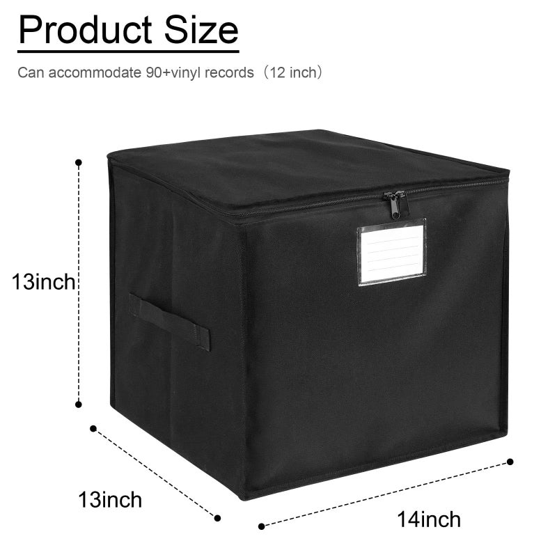 Bonnary Vinyl Record Storage Box, Waterroof Organizer Storage with Lid&Handles for 90 (12 inch) Single Records, Foldable Organizer for Valuable Album Collectio - Image 2