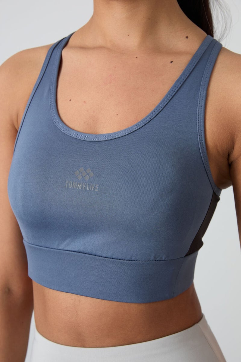 Tommy Life Petrol Cross Back Detail Slim Fit U Neck Padded Women's Sports Bustier - 97121 - Image 2
