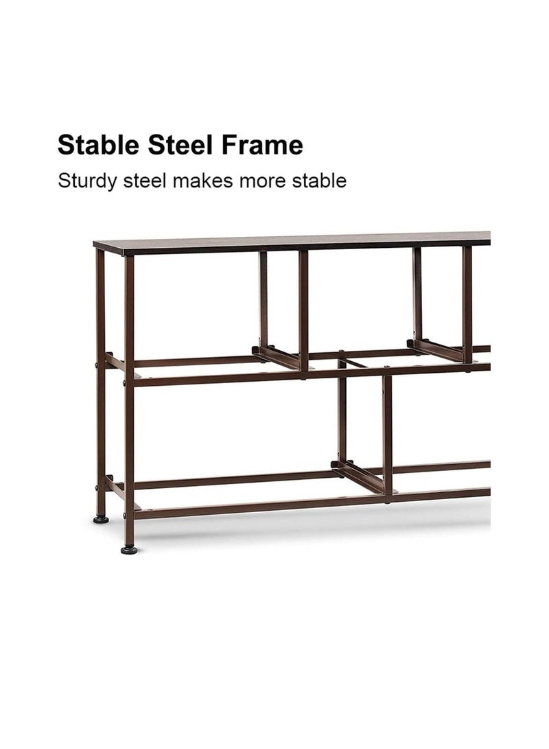 Generic Wooden Chest Of Drawers, Fabric 5-Drawer Dresser Vanity Table with Steel Frame for Bedroom, Dressing Table Organizer with Wood Desktop, Multifunction Storage Cabinet for Closet Entryway Living Room.  - Image 5