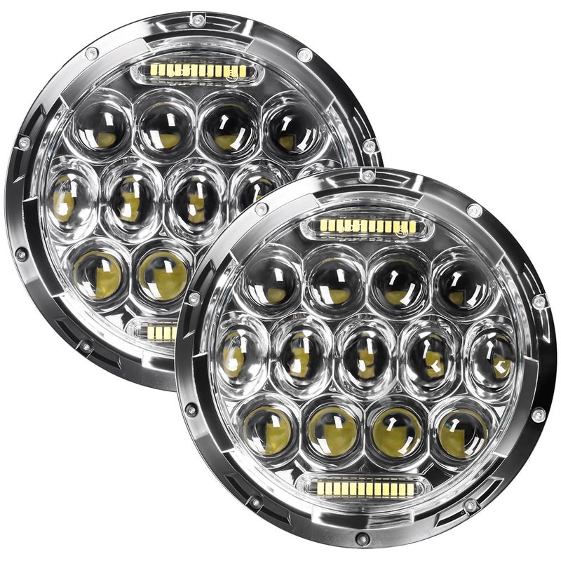 VI9000 7 Inch Led Headlight Round H6024 Led Headlight DOT Approved HiLo Beam DRL Chrome Headlights Compatible With Jeep Wrangler JK JKU TJ LJ CJ Compatible With ChevyFord and Mazda Miata etc