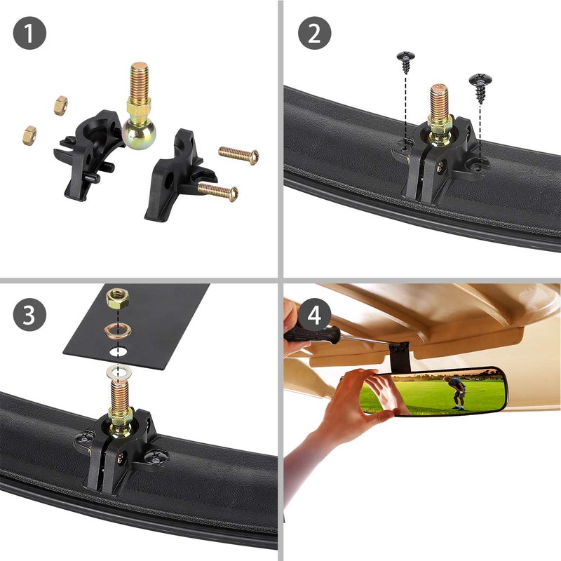 10L0L Panoramic Convex Golf Cart Mirror for Yamaha, EZGO, Club Car, Golf Cart Rear View Mirror - Image 4