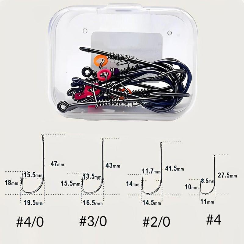 Grombolar Live Shrimp Hook Set, Carbon Steel Barbed Fishing Hooks, Freshwater Saltwater, Bass Carp Catfish Bait (6 Pieces, Sizes: 2/0, 3/0, 4/0) - Image 2