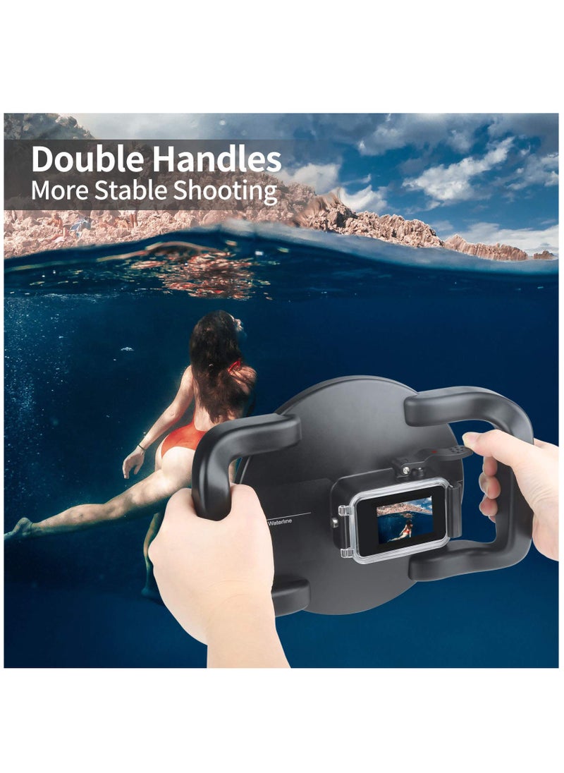 Dual-Handle Stabilizer Grip Dome Port for GoPro Hero 9/10 Action Camera-Overall Design, Convenient Operation, Waterproof up to 45M/147ft