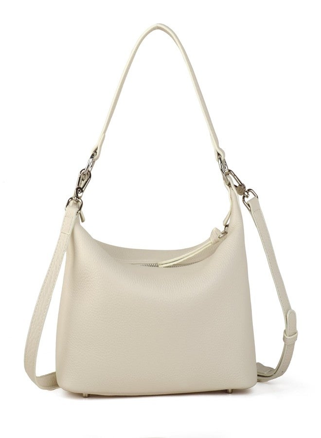DONNAIN Genuine Leather Hobo Bag for Women, Small Shoulder Bags and Hobo Crossbody Bags for Women with Adjustable Strap (New Beige, Small) - Image 2
