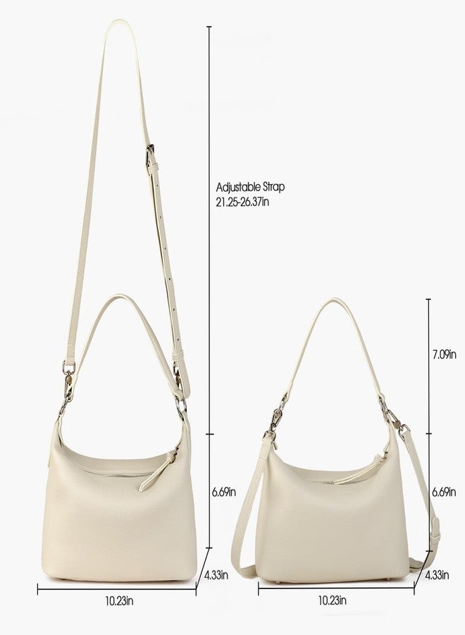 DONNAIN Genuine Leather Hobo Bag for Women, Small Shoulder Bags and Hobo Crossbody Bags for Women with Adjustable Strap (New Beige, Small) - Image 3