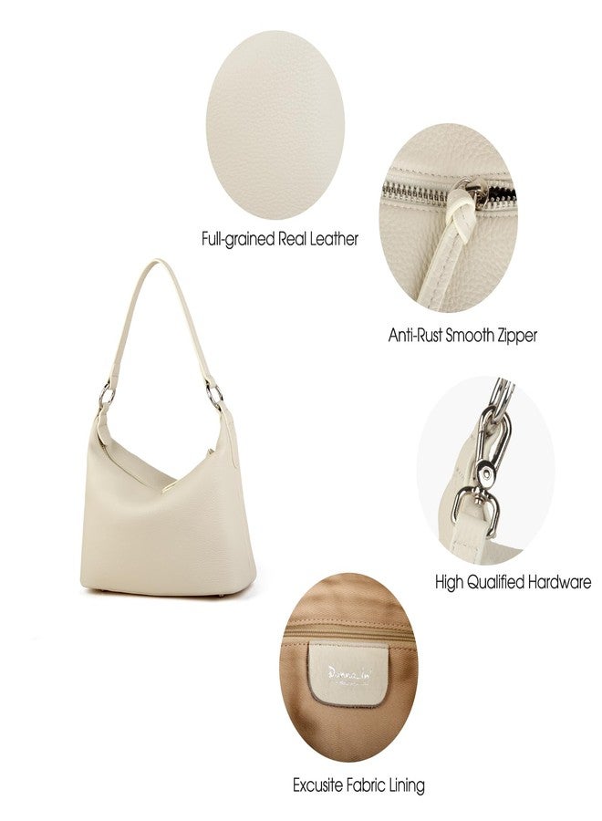 DONNAIN Genuine Leather Hobo Bag for Women, Small Shoulder Bags and Hobo Crossbody Bags for Women with Adjustable Strap (New Beige, Small) - Image 5