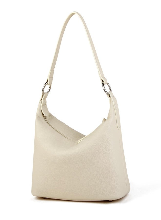 DONNAIN Genuine Leather Hobo Bag for Women, Small Shoulder Bags and Hobo Crossbody Bags for Women with Adjustable Strap (New Beige, Small) - Image 1