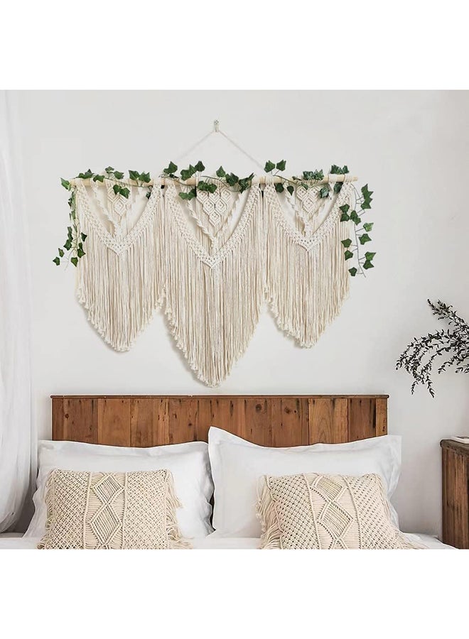 انتيكيانو مكرمية جدارية كبيرة للتعليق على الحائط، ديكور عصري بوهيمي 106x81 سم - Image 3