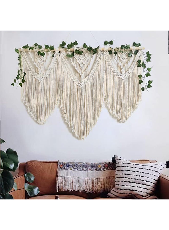 انتيكيانو مكرمية جدارية كبيرة للتعليق على الحائط، ديكور عصري بوهيمي 106x81 سم - Image 2