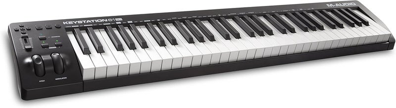إم أوديو M-Audio Keystation 61 Mk3 | وحدة تحكم لوحة مفاتيح MIDI مدمجة شبه مرجحة بـ 61 مفتاحًا تعمل بالطاقة USB مع أدوات تحكم قابلة للتخصيص وعجلات Pitch/Modulation ومجموعة برامج إنتاج مضمنة - Image 1