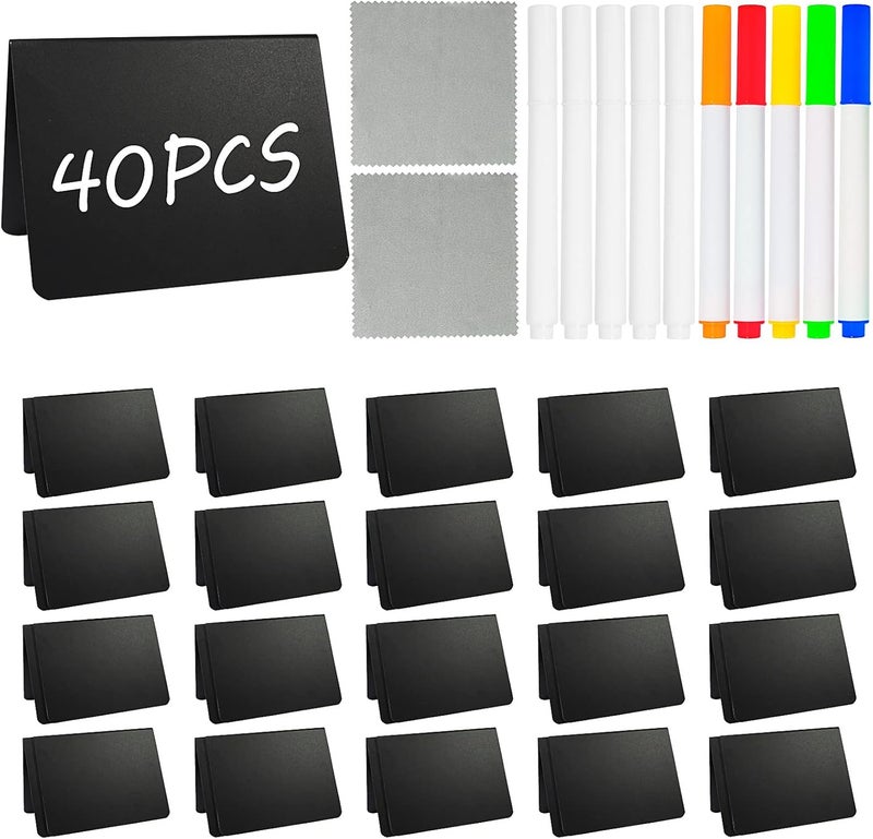 Pintuson 40 Pack Food Labels for Party Buffet - Mini Chalkboard Signs - Food Tags for Party Buffet - Catering Supplies Buffet Display, 3x4 Inches, Easy to Write and Wipe - Image 1