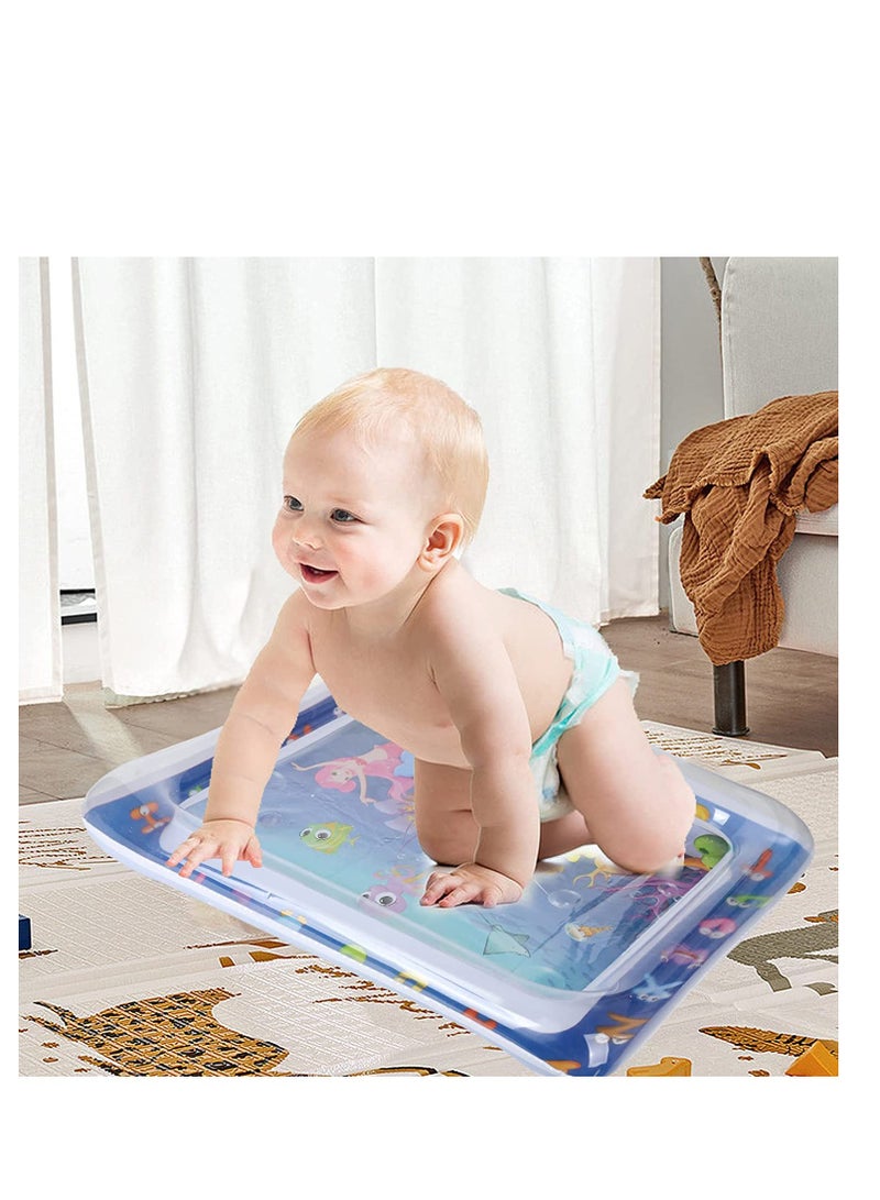 Inflatable Tummy Time Water Mat Baby Sensory Toys Water Play Mat For Baby Early Development Inflatable Water Mat Baby Playmat Sensory Tummy Time Mat For 0-12 Months Activity Toys Mermaid - Image 2