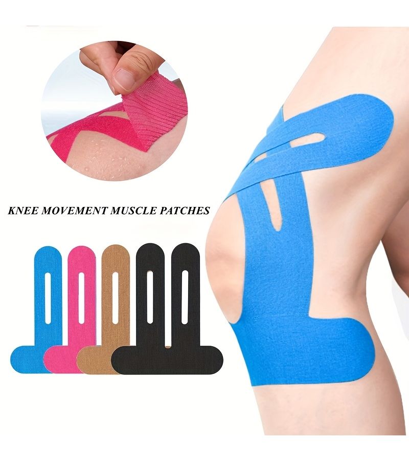 12Pcs Rose Red Mixed Color Elastic Sports Muscle Patches Pre Cut Tape - Image 1