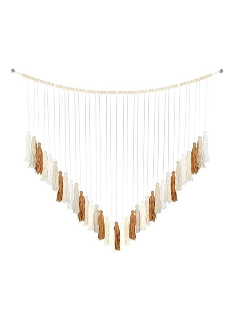 SYOSI Large Macrame Wall Hanging, Boho Wall Decor with Wood Beads Woven Tapestry, Colorful Tassel Garland Bohemian Macrame Wall Art Decor for Nursery Living Room Bedroom Kitchen Party (34 X 31in)  - Image 1