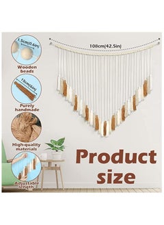 SYOSI Large Macrame Wall Hanging, Boho Wall Decor with Wood Beads Woven Tapestry, Colorful Tassel Garland Bohemian Macrame Wall Art Decor for Nursery Living Room Bedroom Kitchen Party (34 X 31in)  - Image 4