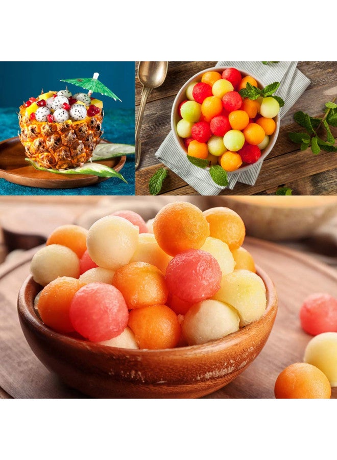Melostu 2PCS Fruit Baller Spoon, Stainless Steel Fruit Ball Maker & Fruit Carving Cuter, DIY Watermelon Cantaloupe Ice Cream Tool, Make Different Designs & Shapes for Party Decoration, Silver, 20cm/7.87inch - Image 4