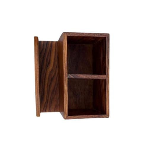 SYSI HOME Wooden Brown Dining Table Organizer – Cutlery Holder with Tissue Paper Stand | Spoon, Fork & Napkin Holder for Kitchen & Table | 15 x 10 x 12.5 cm - Image 4