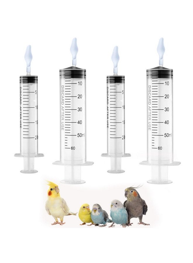 MiDube Small Pet Baby Bird Feeding Syringe with 2pcs 60ml Syringes + 2pcs 20ml Syringes + 4pcs Soft Feeding Spoons, Parrot Chick Pet Feeding Tool, Pet Manual Syringe - Image 1
