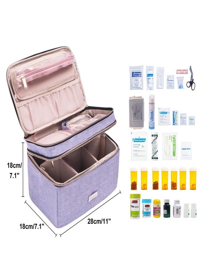 Lexeeco Medicine Storage Bag Pill Bottle Organizer with Portable Small Pouch Travel Medication Bottle Organizer for Emergency Home First Aid Box Kit (Purple) - Image 2