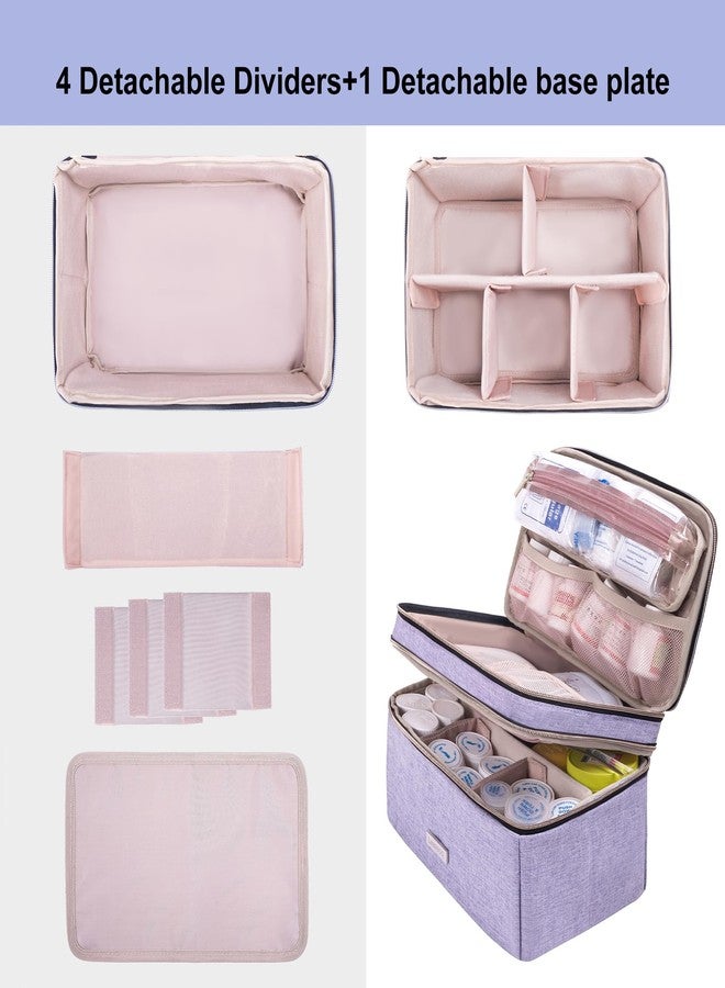 Lexeeco Medicine Storage Bag Pill Bottle Organizer with Portable Small Pouch Travel Medication Bottle Organizer for Emergency Home First Aid Box Kit (Purple) - Image 5
