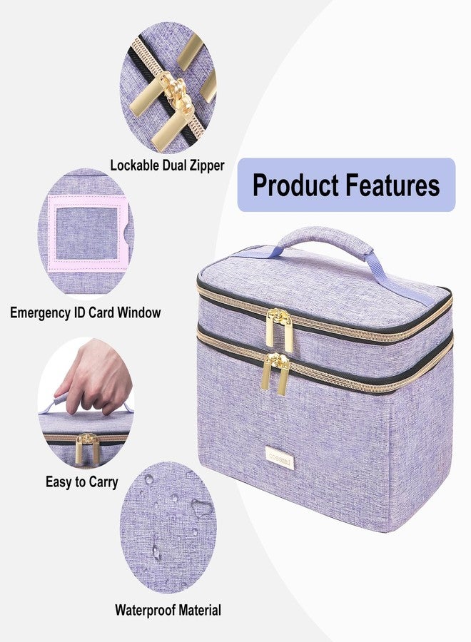 Lexeeco Medicine Storage Bag Pill Bottle Organizer with Portable Small Pouch Travel Medication Bottle Organizer for Emergency Home First Aid Box Kit (Purple) - Image 4